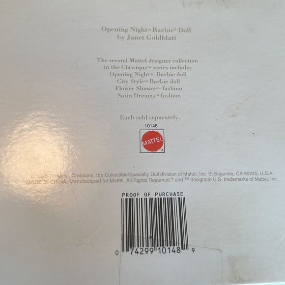 NIB 1993 CLASSIQUE COLLECTION Opening Night Barbie Doll #10148 Mattel - Picture 5 of 5